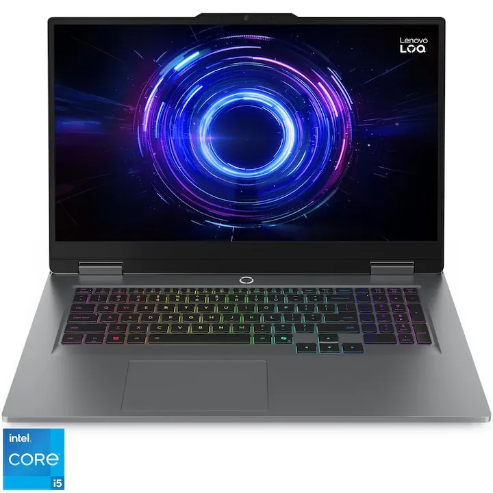 Gaming Lenovo LOQ 17IRX10 cu procesor Intel® Core™ i5-13450HX pana la 4.6GHz, 17.3'', Full HD, 32GB DDR5, 1TB SSD, NVIDIA® GeForce RTX™ 5050 8GB GDDR7, No OS, Eclipse Black
