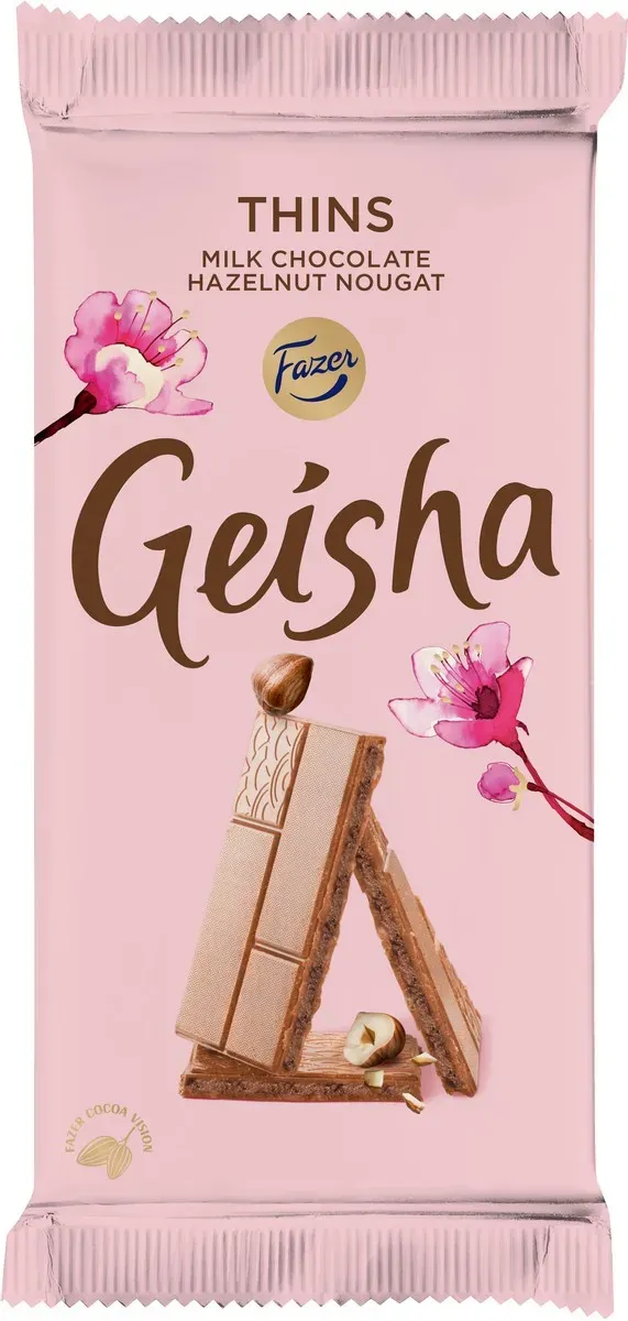 Ciocolata cu lapte si alune de padure Fazer Geisha Thins, 93 g
