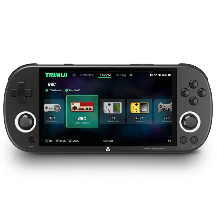 Consola retro portabila TRIMUI Smart Pro cu jocuri, Bluvista®, quad core Cortex-A35 1.8GHz, 1GB LPDDR4, Bluvista, IPS LCD 4.96" 1280x720, 5000 mAh, WiFi 5, Negru