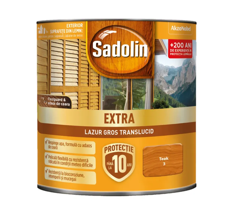 Lac / lazura pentru lemn, Sadolin Extra, tec, exterior, 0.75 L