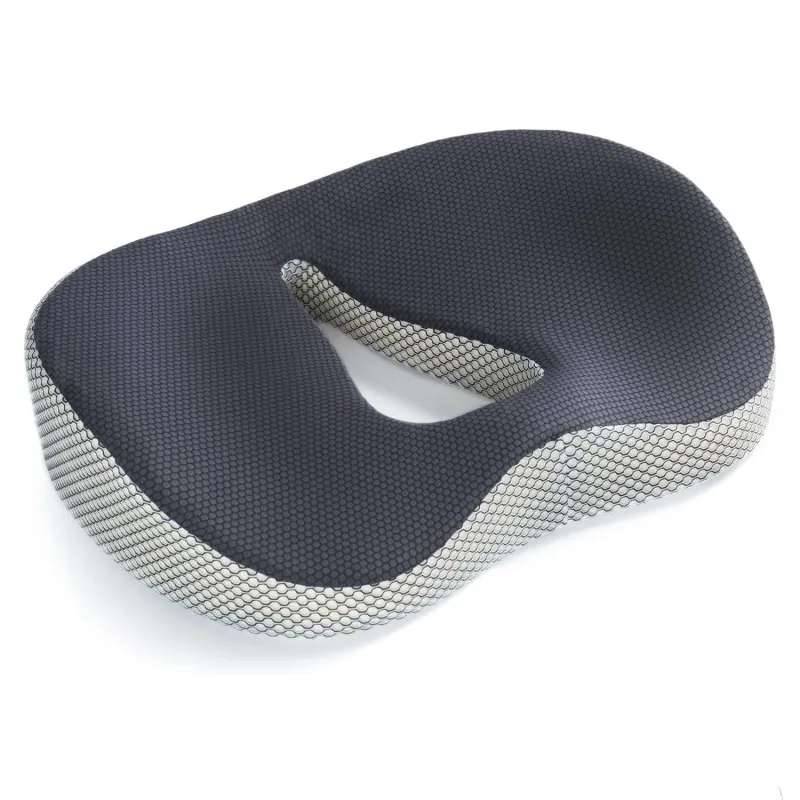 Perna ortopedica sezut idepet®, din spuma cu memorie, pentru scaun de birou sau masina, confort Coccis, husa respirabila si antialunecare, protectie zona Lombara, Sciatica, Dureri de sold, Hemoroizi, Gri