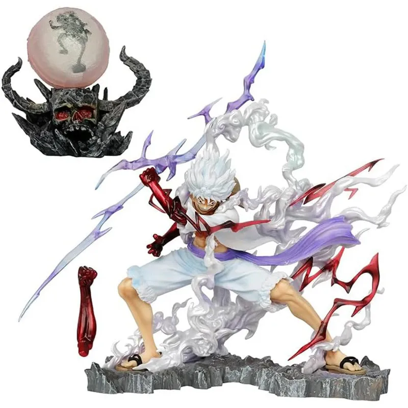 Figurina One Piece Monkey D. Luffy Gear 5 Nika, PsAyl®, zeul soarelui 25cm