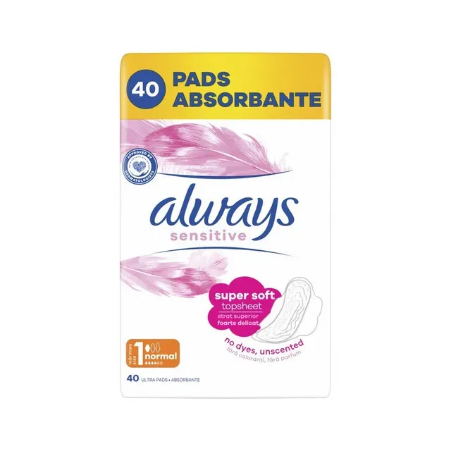 Absorbante Always Sensitive Normal, 40 bucati