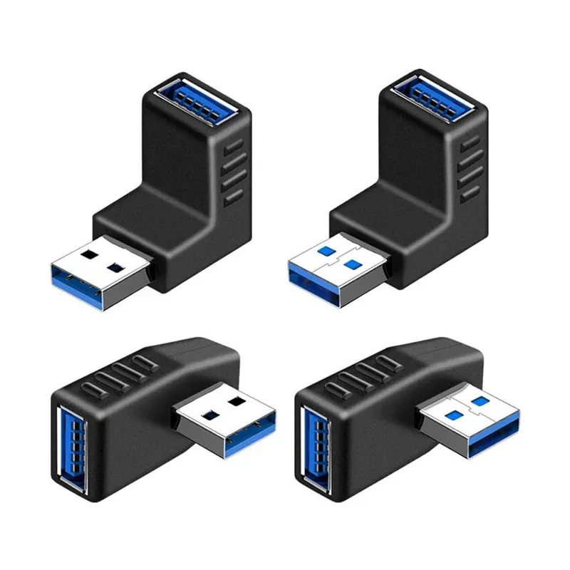 Set 4 Adaptoare USB 3.0 Chucai, Unghiulari de 90°, Suport Sync Date și Încărcare, Multicolor