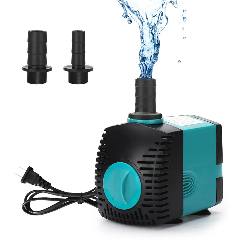 Pompa de apa submersibila de 60 GHP Pompa de fantana ultra silentioasa de 3 W, 220 L/H cu ridicare inalta de 1,6 ft, pompa de acvariu cu 2 duze pentru rezervor de pesti, iaz, statuar, hidroponie, WALALLA
