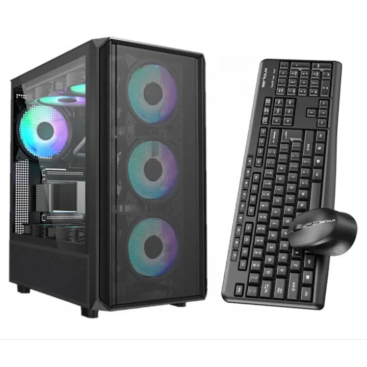 Calculator Desktop Gaming i5-6500, 16GB RAM, RTX 3050 6GB, 256GB SSD+500GB HDD, Set mouse+tastatură