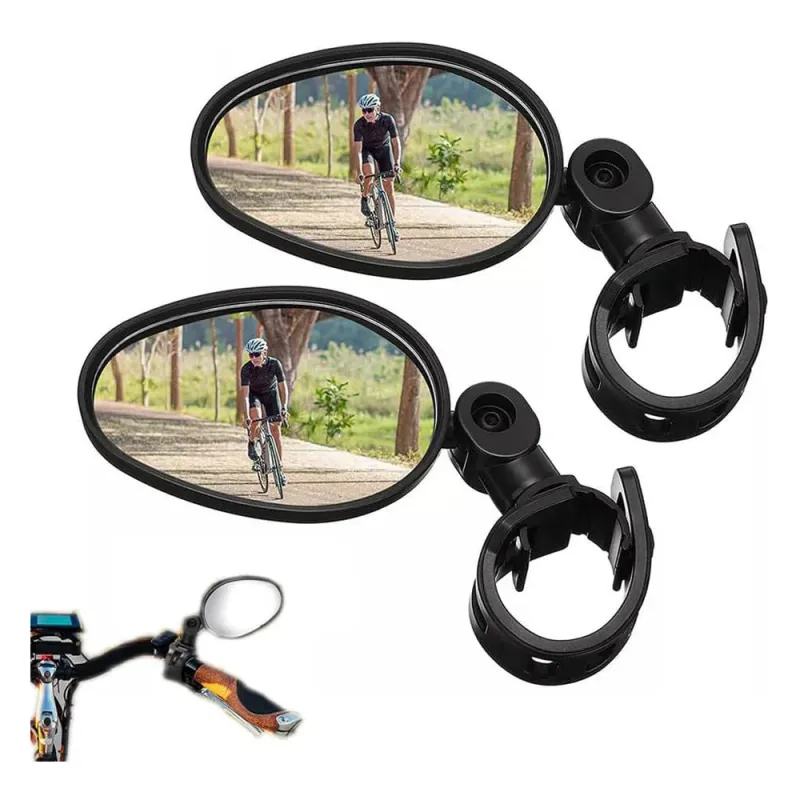 Set 2 oglinzi retrovizoare pentru bicicleta, Sticla/ABS, Reglare La 360°,75mm, imbunatateste siguranta in timpul calatoriei, YQLAFT, negru
