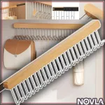 Umeras haine extensibil pentru dulap/coridor, NOVLA, lemn natural, set 2 buc, 12 carlige adanci anti-alunecare, economiseste spatiu, usor de sortat, ideal pentru lenjerie intima, cravate, curele, palarii, umbrele si ciorapi lungi, Bej