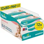 Servetele umede Pampers Sensitive, 12 pachete x 80 servetele, 960 bucati