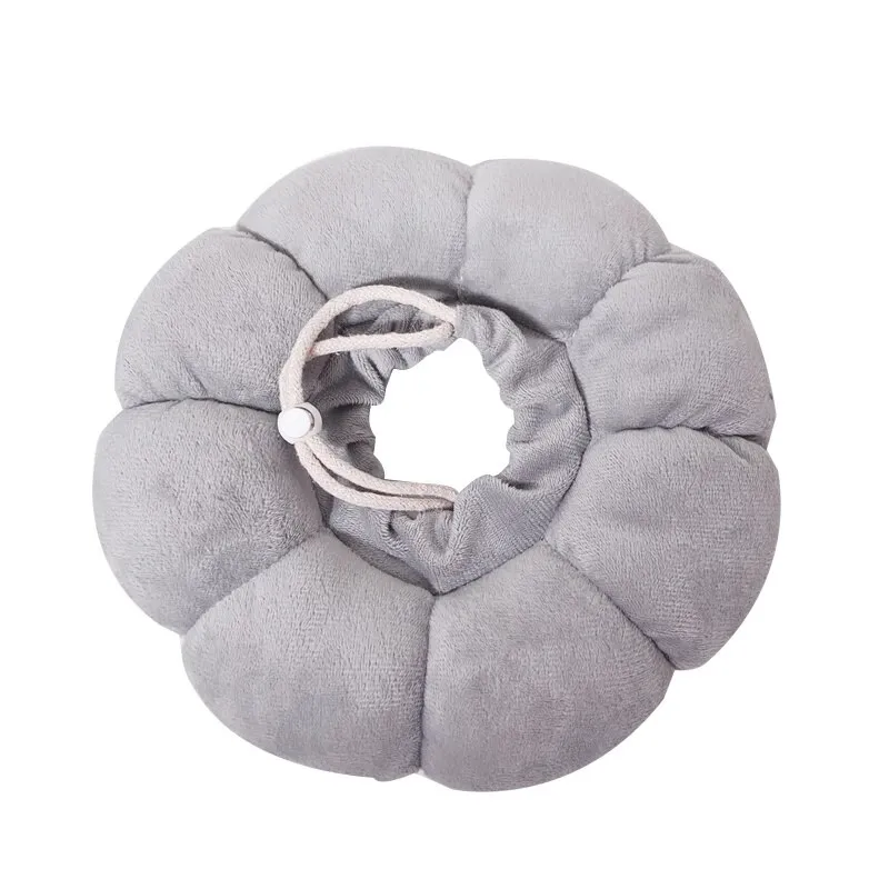 Guler de protectie pentru pisici, Bztzhm, bumbac, gri, ajustabil, 26x26cm, L