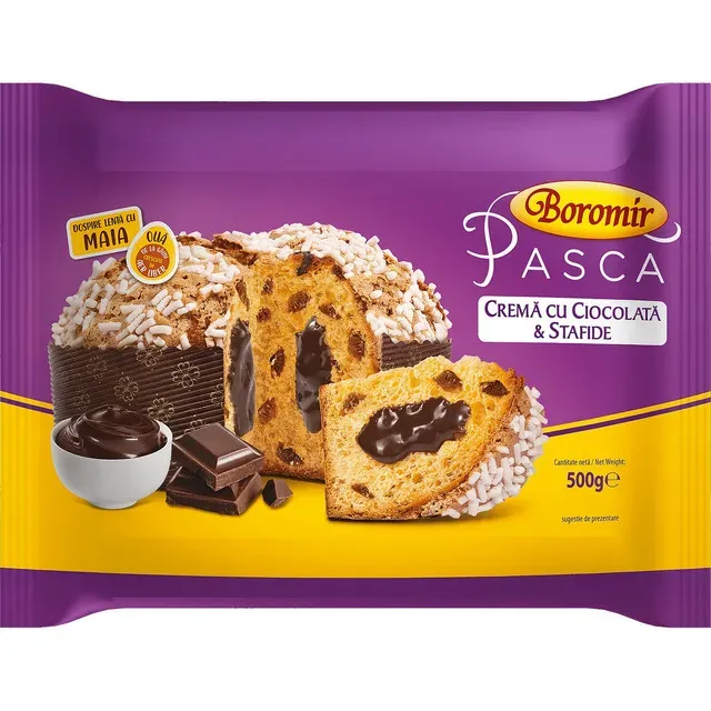 Pasca cu crema de ciocolata si stafide Boromir, 500 g