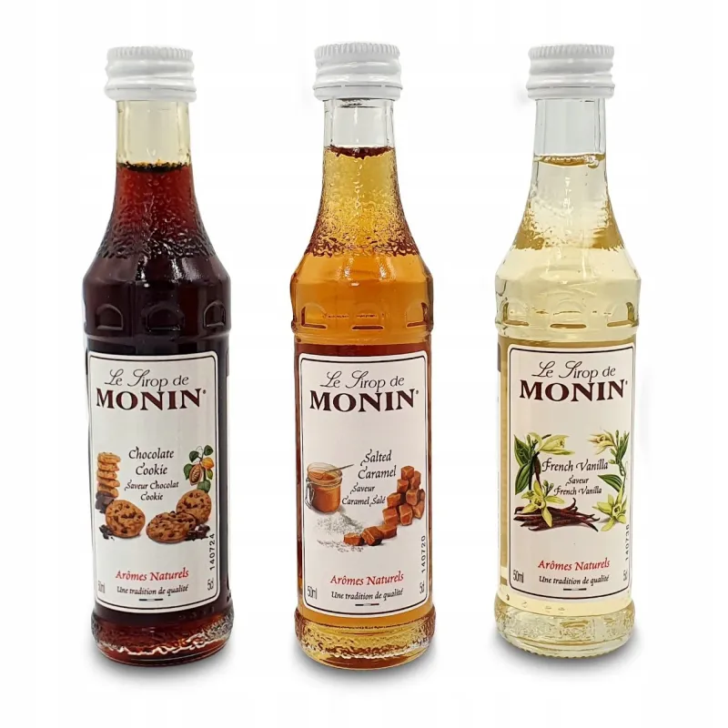 Pachet cadou Monin Coffee Box cu 3 mini siropuri, selectia perfecta pentru iubitorii de cafea care vor sa descopere arome noi si sa creeze latte delicioase acasa, 3x50 ml