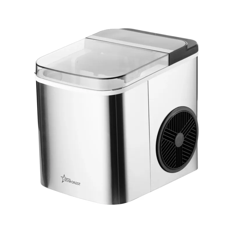 Masina de facut cuburi de gheata STARCREST SIM-1201IX, Capacitate 12Kg/24h, Doua dimensiuni pentru cuburi, Rezervor apa 1.3 l, Inox