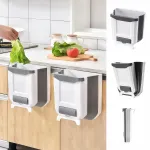Set 2 Cos de gunoi suspendat, Cos gunoi Pliabil, agatare pe dulap, Pliabil, 8L, Pentru Bucatarie/Camping/Masina/Baie/Birou/Dormitor, 22x21x12.5 cm, Alb