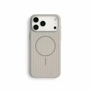 Husa Premium pentru iPhone 17 PRO, Policarbonat Dur, Functie MagSafe, Anti-Soc, Mata cu Dungi, Ultra Slim, Protectie Spate, Gri