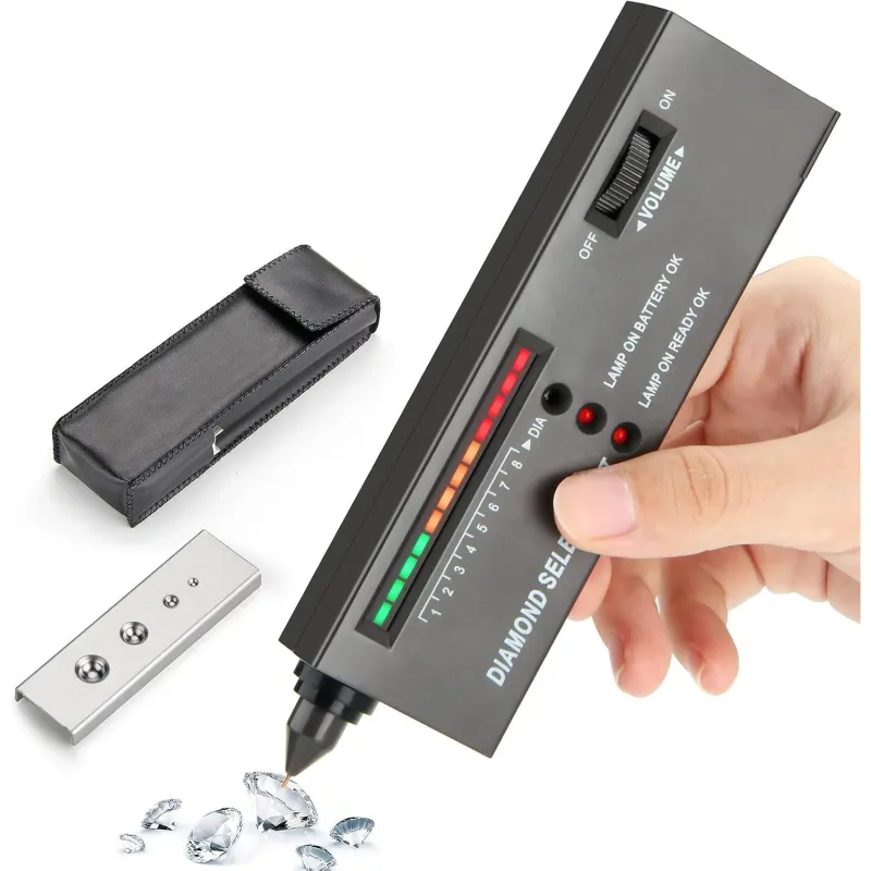 Tester de diamante, RorAem, cu Tester autenticitate diamante cu lumina UV, de inalta precizie, Profesional, Display LCD, aparat de masura conductivitate termica bijuterii si pietre pretioase, Verificare Rapida a TensiuniiFara Alimentare Suplimentara