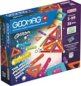 Set constructie Geomag Glitter, plastic reciclat, 35 piese, Multicolor