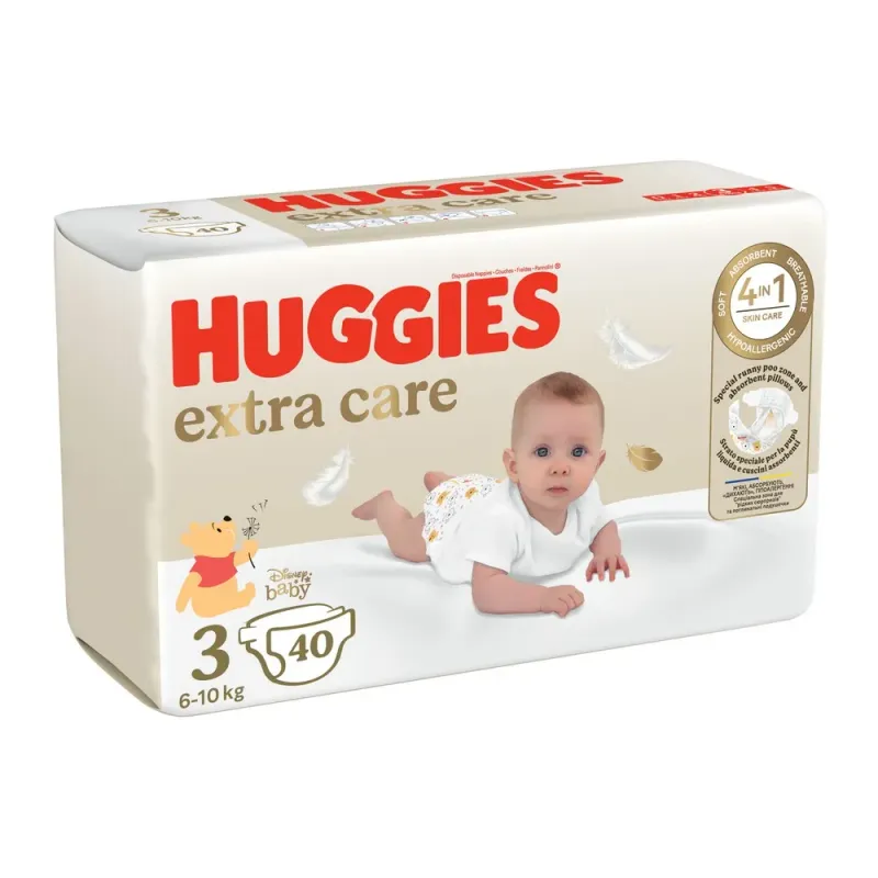 Scutece Huggies Extra Care, marimea 3, 6 - 10 kg, 40 bucati