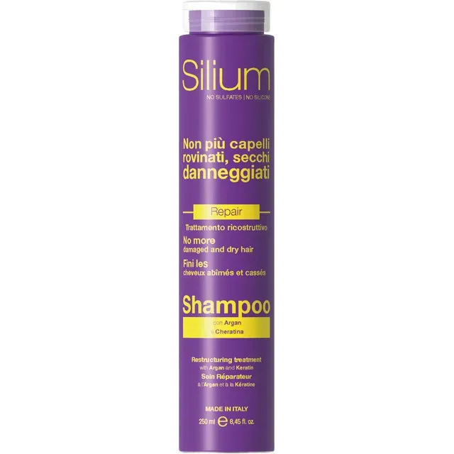 Sampon cu keratina si argan pentru par degradat sau uscat Silium, 250 ml