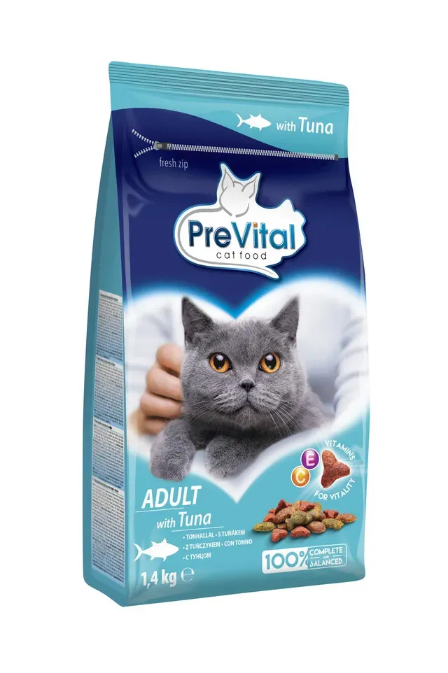 Hrana uscata pentru pisici adulte PreVital, ton, 1.4 kg