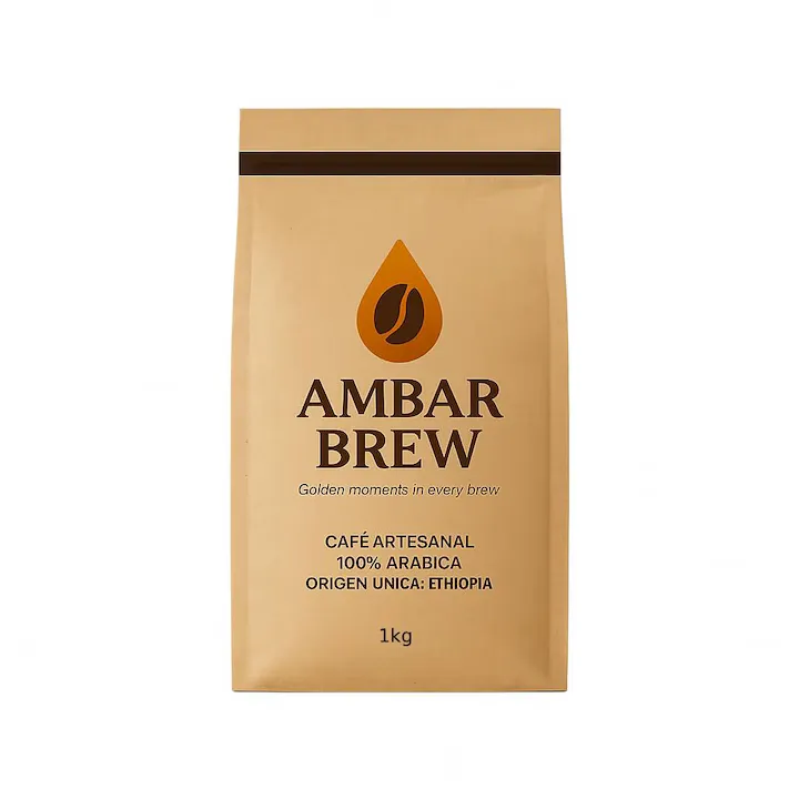Cafea boabe de specialitate AmbarBrew, 100% Arabica, Etiopia Premium Origin, Soft Roast, Aroma Intense, Espresso/Capuccino Perfect, 1 kg