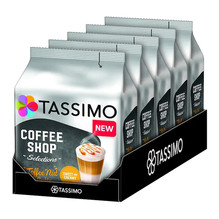 Set 5 x Capsule cafea, Jacobs Tassimo Coffee Shop Toffee Nut Latte, 40 bauturi