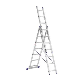 Scara aluminiu, adaptabila, 3 x 7 trepte, inaltime 3.99 m, 150 kg