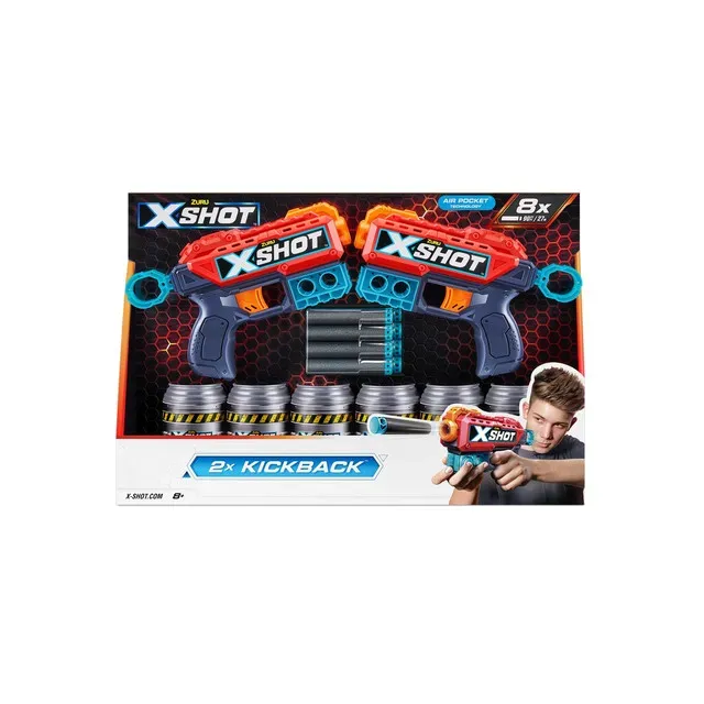 Set 2 blastere X-Shot Zuru Kickback, 8 proiectile