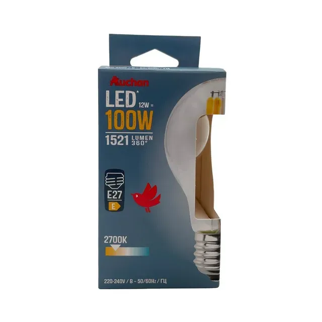 Bec LED Auchan, E27, 12 / 100 W, lumina calda