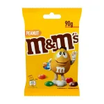 Bomboane cu arahide invelite in ciocolata cu lapte M&M's Peanut, cu glazura crocanta si colorata, 90 g