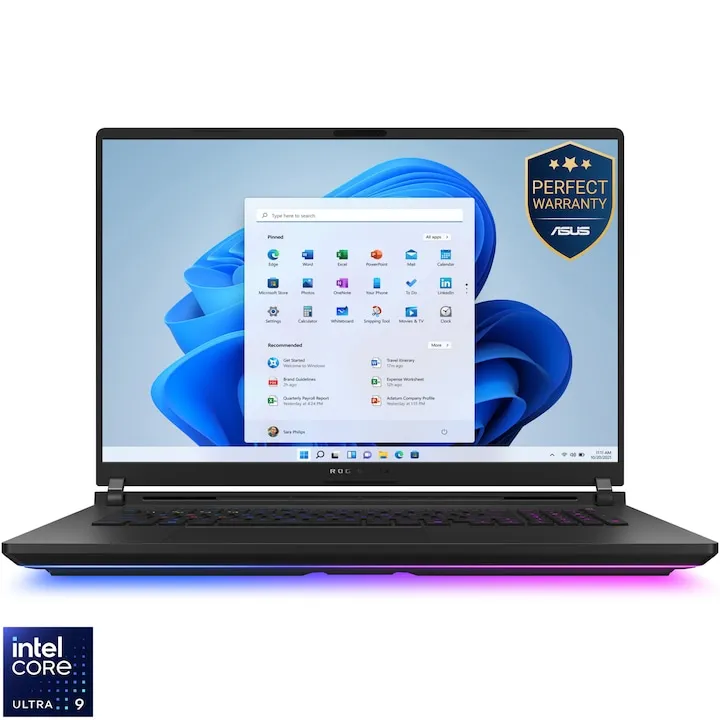 Gaming ASUS ROG Strix SCAR 18 G835LX cu procesor Intel® Core™ Ultra 9 275HX pana la 5.4GHz, 18", 2.5K WQXGA, Mini LED, 240Hz, G-Sync, 64GB DDR5, 2TB SSD, NVIDIA® GeForce RTX™ 5090 24GB GDDR7, Windows 11 Pro, Off Black