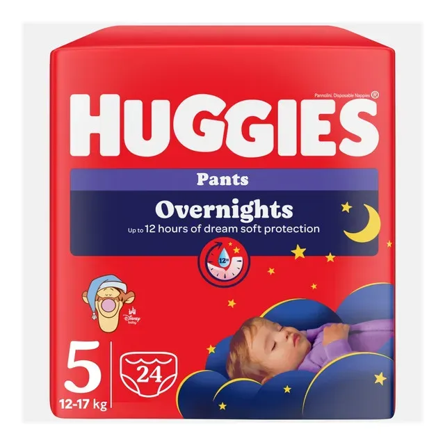 Scutece chilotel de noapte Huggies Overnights, marimea 5, 12-17 kg, 24 bucati