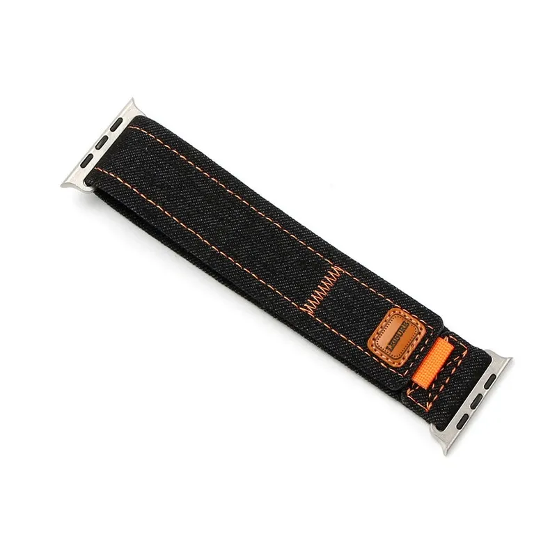 Curea ajustabila pentru Apple Watch, material canvas, neagra, 204x26x2mm
