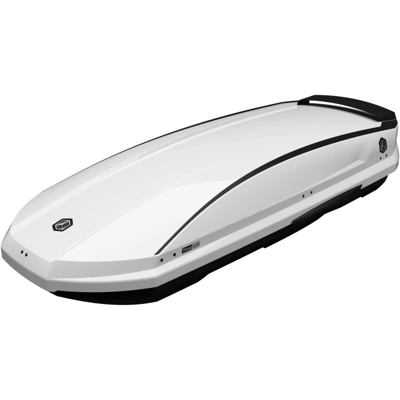 Cutie portbagaj Northline Tirol 420 TEF,deschidere dubla, mecanism dublu de prindere,wing spoiler, 420L , alb/negru