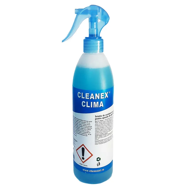 Agent curatare aer conditionat Cleanex Clima, cu pulverizator, eliminarea mizeriei prin curatarea filtrelor, vaporizatoarelor si condensatoarelor, 0.5 Kg