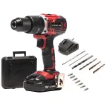 Masina de gaurit si insurubat brushless cu percutie (bormasina) cu acumulator 18V 2.0Ah Li-Ion, Steinhaus PRO-CD18MX, 58Nm, 21 trepte torsiune, 2 trepte turatie 400/1800 RPM, mandrina metalica 13mm, 13 accesorii, cutie plastic