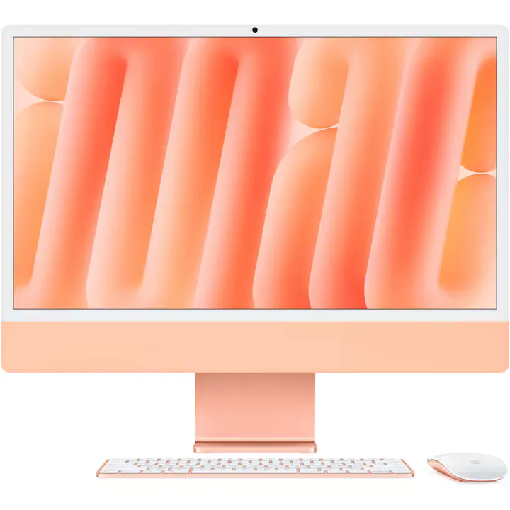 Sistem Desktop PC iMac 24" cu procesor Apple M4, 8 nuclee CPU and 8 nuclee GPU, 24", Retina 4.5K, 24GB, 1TB SSD, Orange