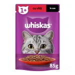 Hrana umeda pentru pisici adulte Whiskas cu vita in sos, 85 g