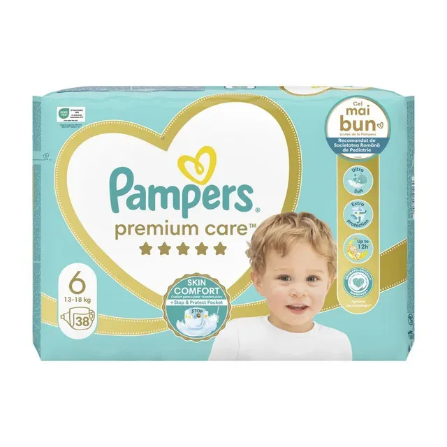 Scutece Pampers Premium Care, marimea 6, 13-18 kg, 38 bucati