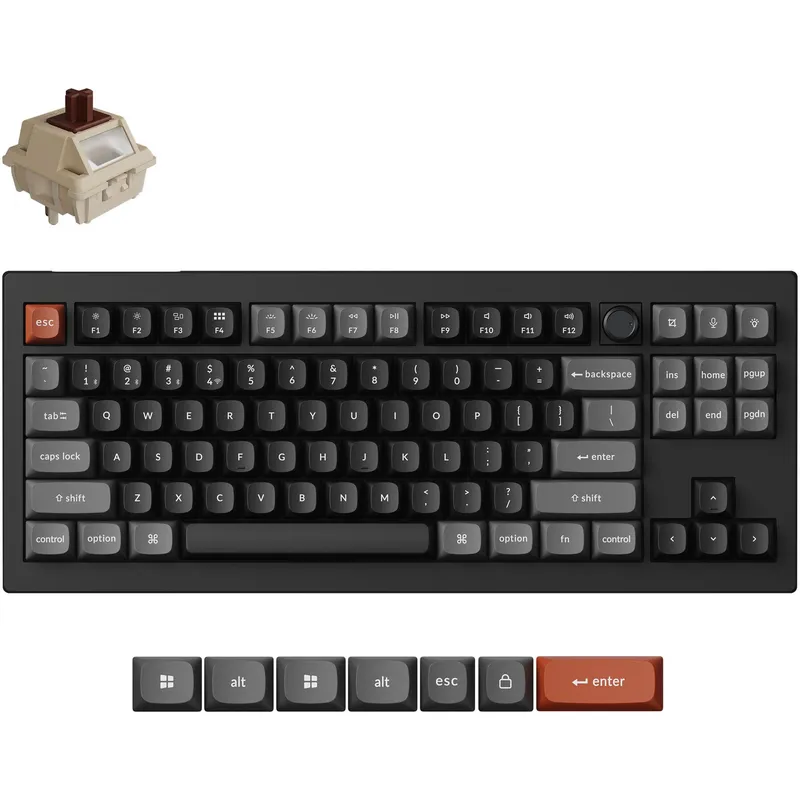 Tastatura mecanica wireless Keychron V3 Ultra 8K, BT/2.4GHz/Wired, switch-uri Brown Silk POM, RGB LED, QMK, macOS/Windows/Linux