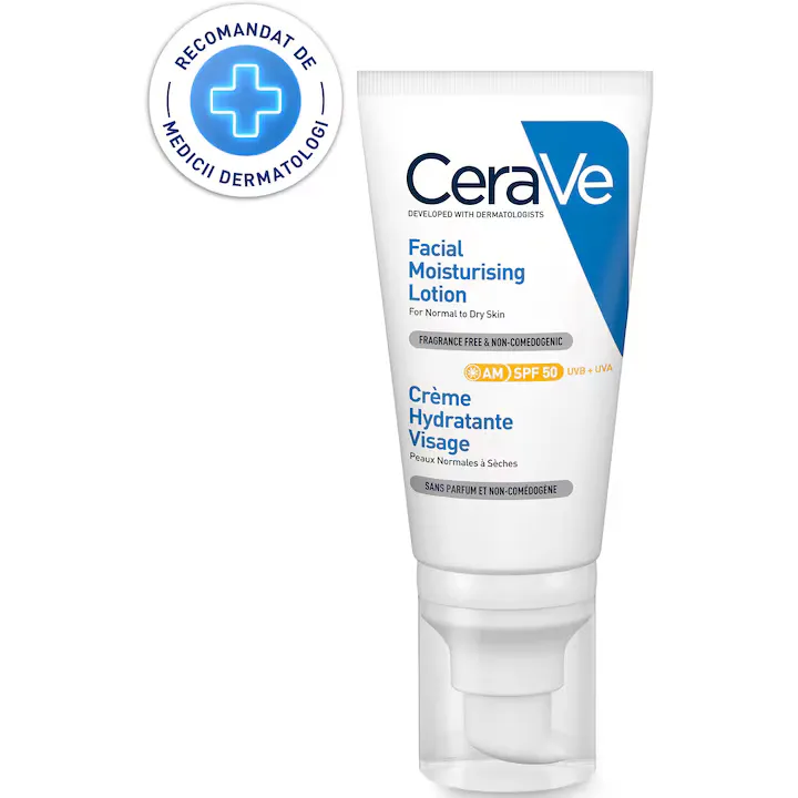 Crema hidratanta de fata CeraVe SPF 50 ten normal-uscat, 52 ml
