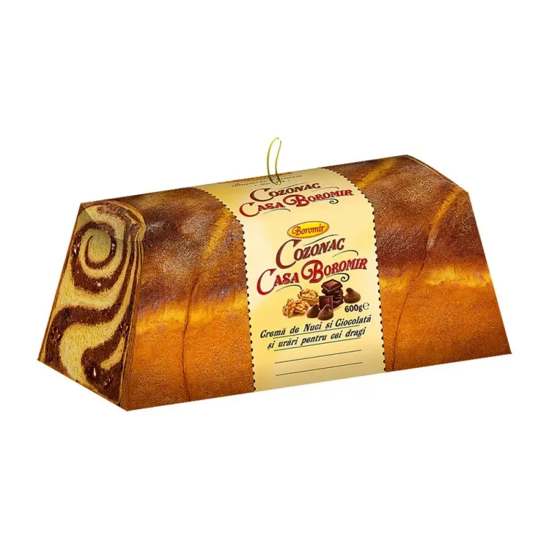 Cozonac cu crema de nuci si ciocolata Boromir, 600g