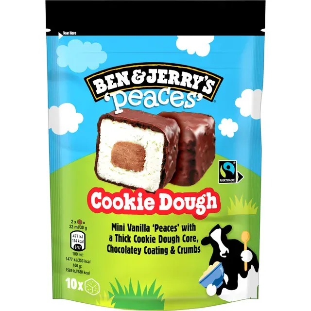 Praline de inghetata cu frisca, aroma de vanilie si biscuiti Ben&Jerry's Cookie Dough, 10 x 16 ml
