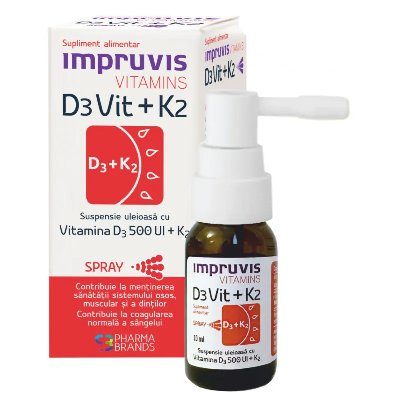 Impruvis Vitamins D3Vit 500UI + K2 Spray, 10 ml