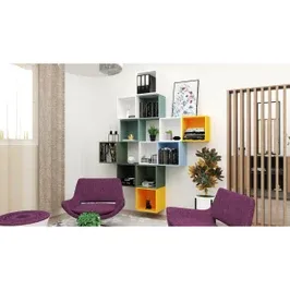 Biblioteca living M&M, multicolor, 200 cm, 12C