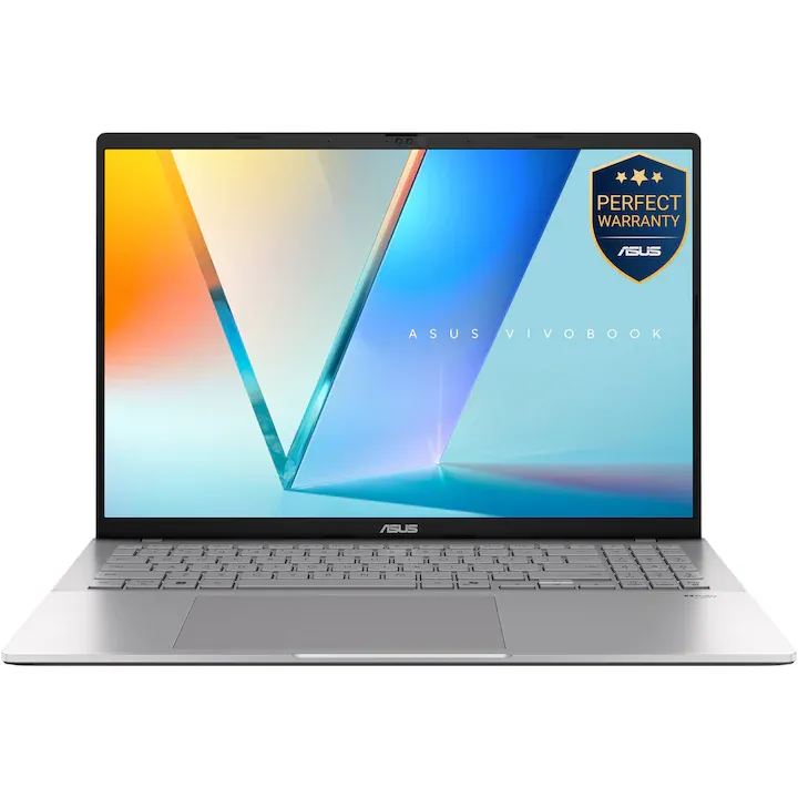 ASUS Vivobook S16 M3607HA cu procesor AMD Ryzen 7 260 pana la 5.1GHz, 16'', WUXGA, IPS, 144Hz, 16GB DDR5 RAM, 1TB SSD, AMD Radeon Graphics, No OS, Cool Silver