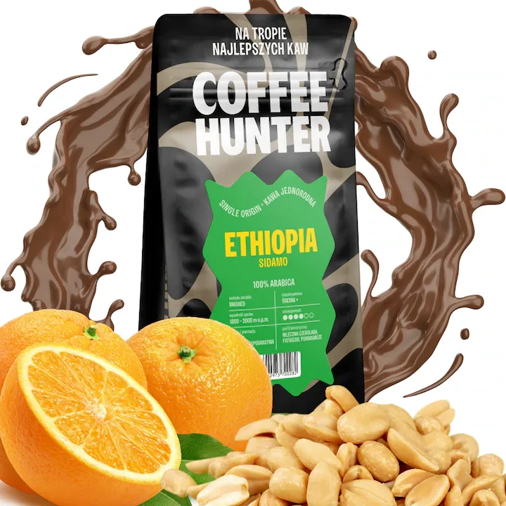 Cafea boabe Ethiopia Sidamo 1000g, 100% arabica, gust intens, note de ciocolata si portocale