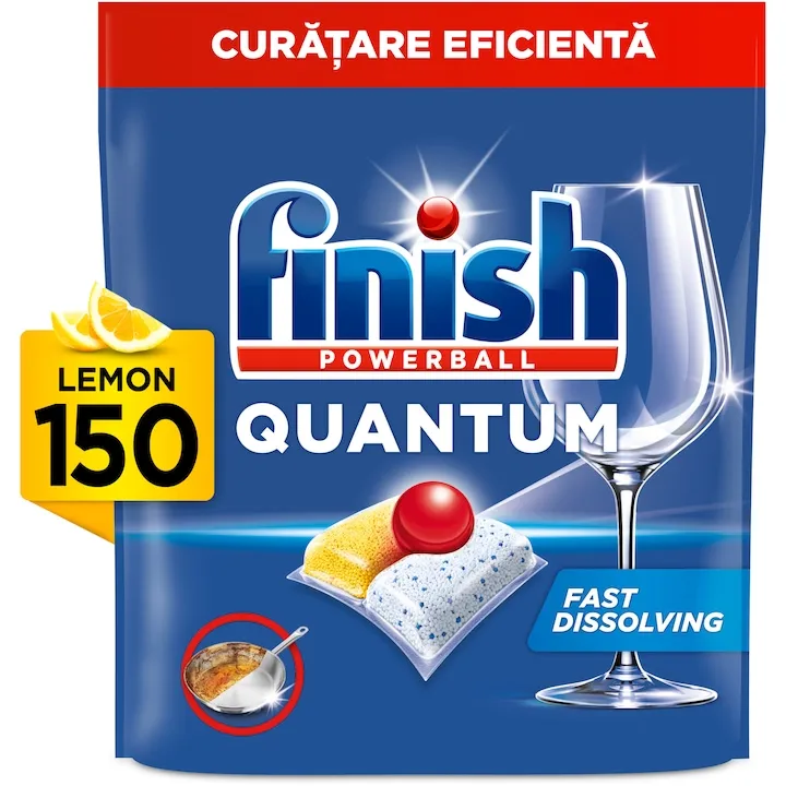 Detergent capsule automat pentru masina de spalat vase Finish Quantum Lemon, 150 spalari