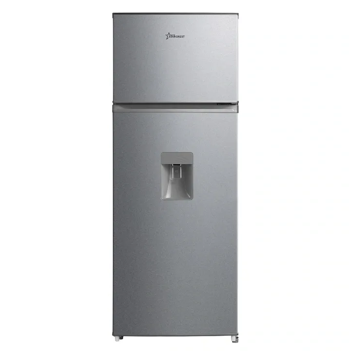 Frigider cu 2 usi STARCREST SF-204WD-SLE, 199 L, Clasa E, Dozator Apa, Iluminare LED, Termostat Ajustabil, Usi reversibile, H 143 cm, Argintiu