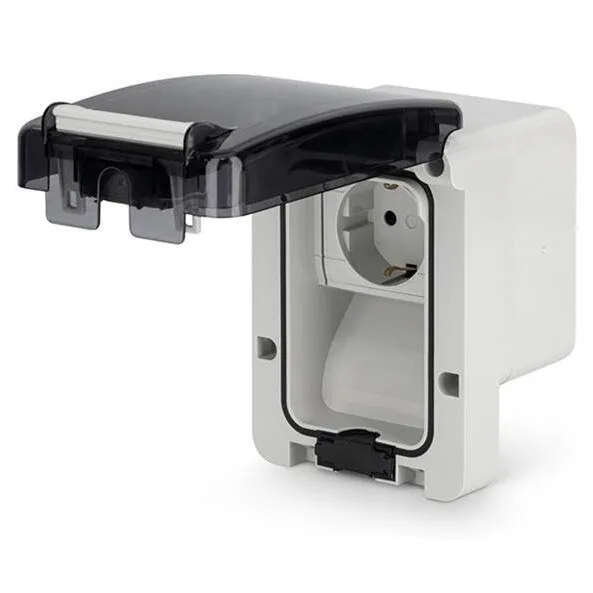 Priza schuko aplicata IP66, priza basculanta Protecta SCAME